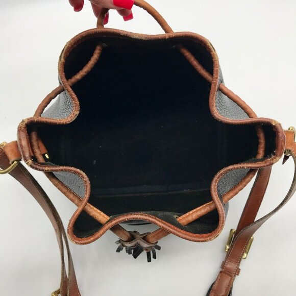 Dooney & Bourke Black & Brown Pebbled Grain Leather Vintage Bucket Bag - Picture 10 of 10